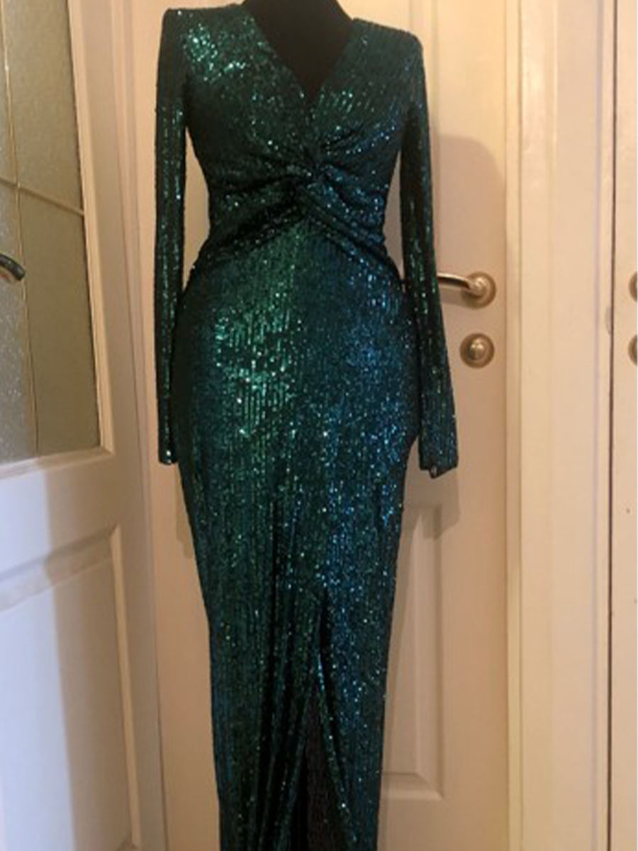Платье « Пайетки   Green NEW ” #a114